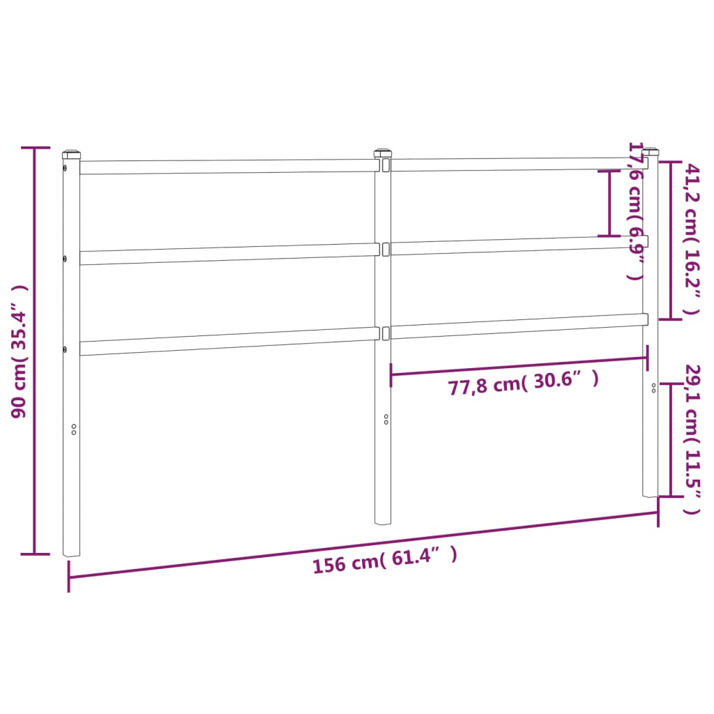 vidaXL sengegavl 150 cm metal sort