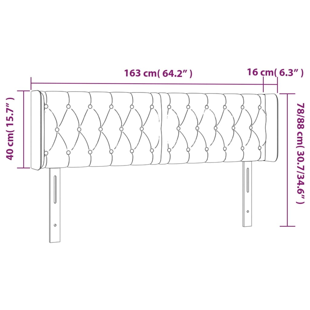 vidaXL sengegavl med LED-lys 163x16x78/88 cm stof mørkegrå