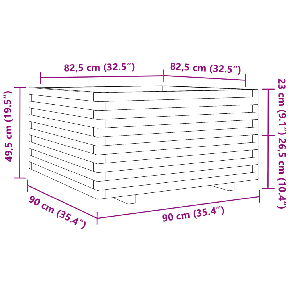 vidaXL plantekasse 90x90x49,5 cm imprægneret fyrretræ