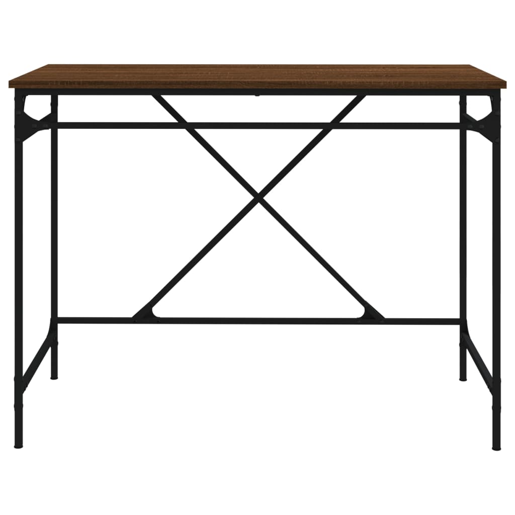 vidaXL skrivebord 100x50x75 cm konstrueret træ og jern brunt eg