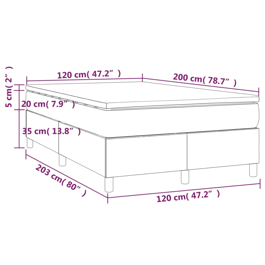 vidaXL kontinentalseng 120x200 cm stof cremefarvet