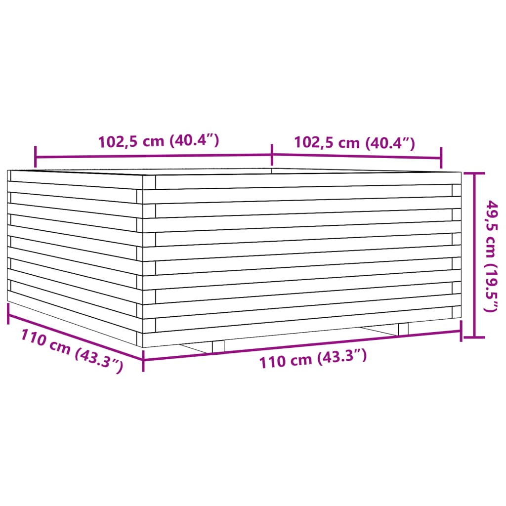 vidaXL plantekasse 110x110x49,5 cm imprægneret fyrretræ