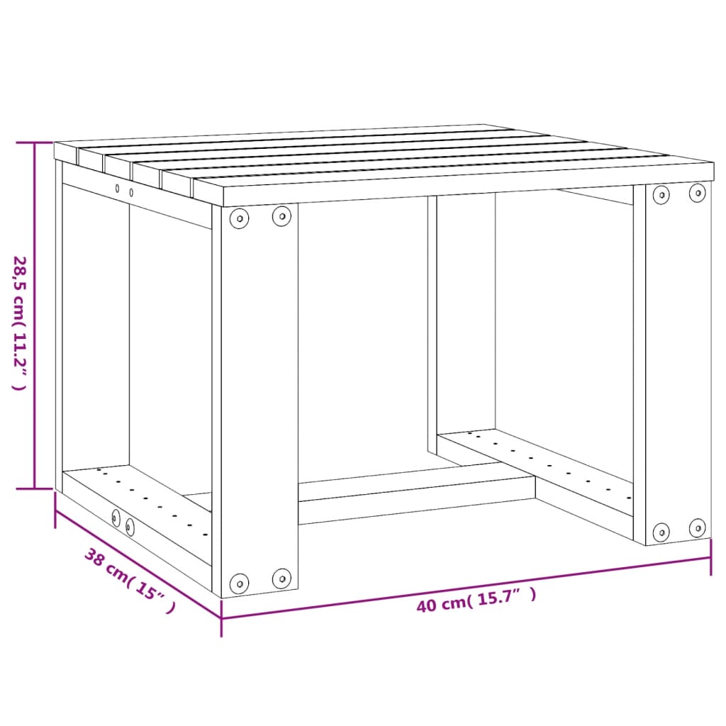 vidaXL havebord 40x38x28,5 cm massivt fyrretræ