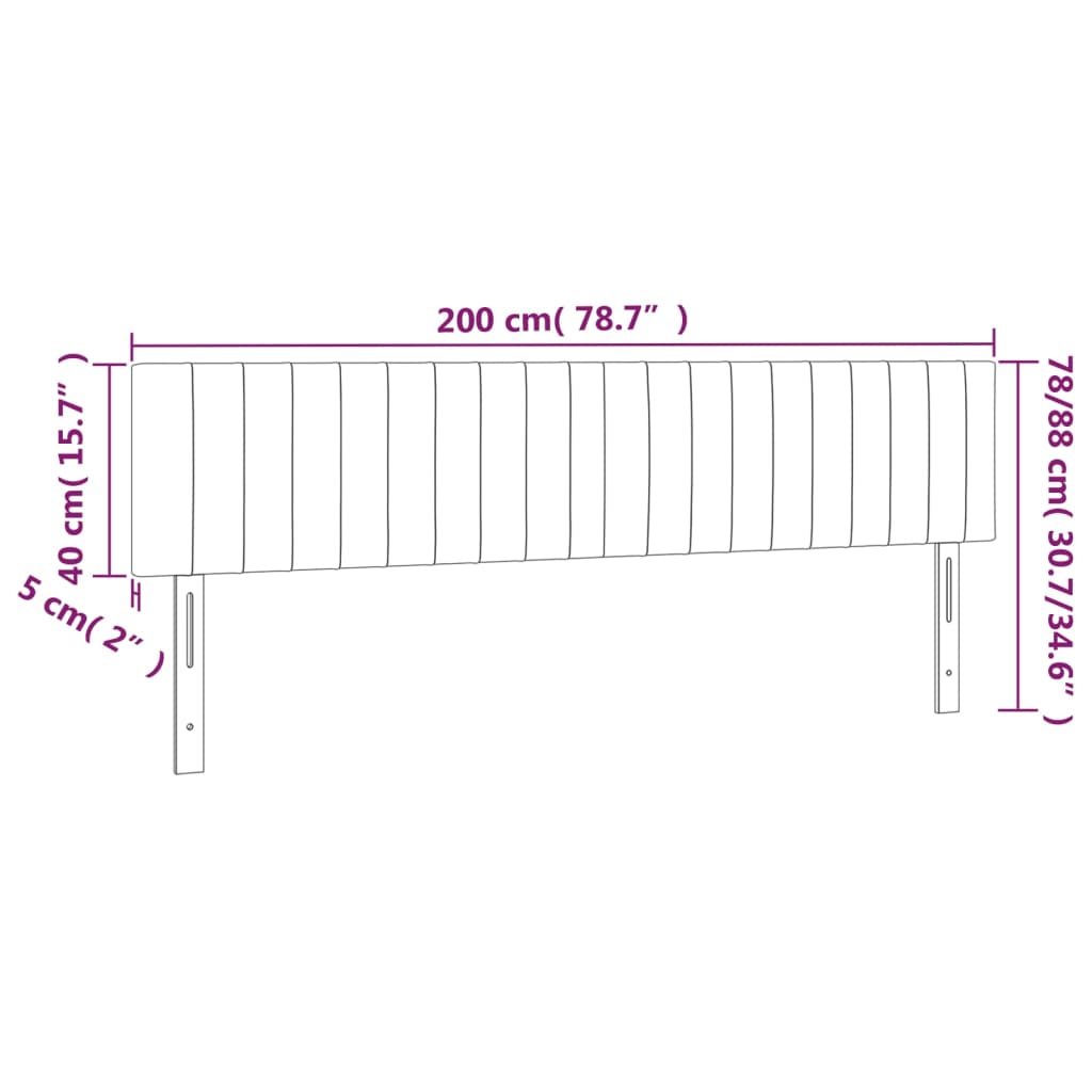 vidaXL sengegavl med LED-lys 200x5x78/88 cm stof mørkegrå