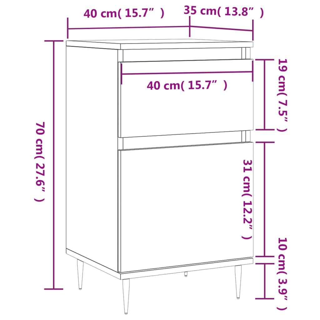 vidaXL skænk 40x35x70 cm konstrueret træ betongrå