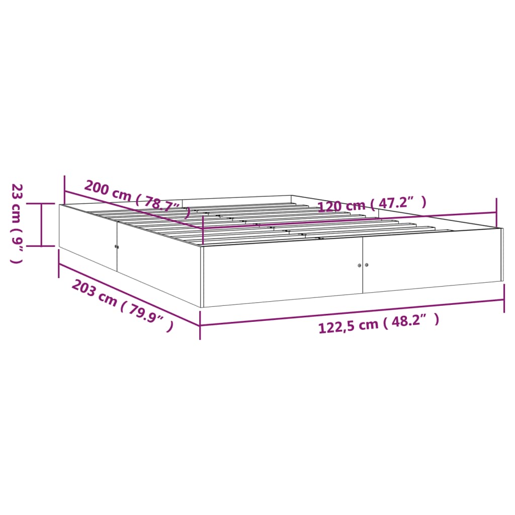 vidaXL sengeramme 120x200 cm massivt træ gyldenbrun