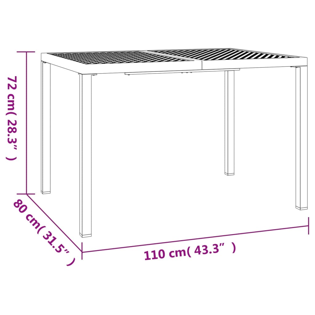 vidaXL spisebordssæt til haven 3 dele stål antracitgrå