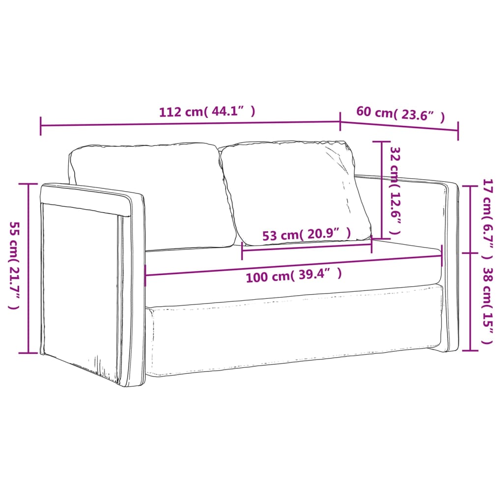 vidaXL 2-i-1 sovesofa 112x174x55 cm stof blå