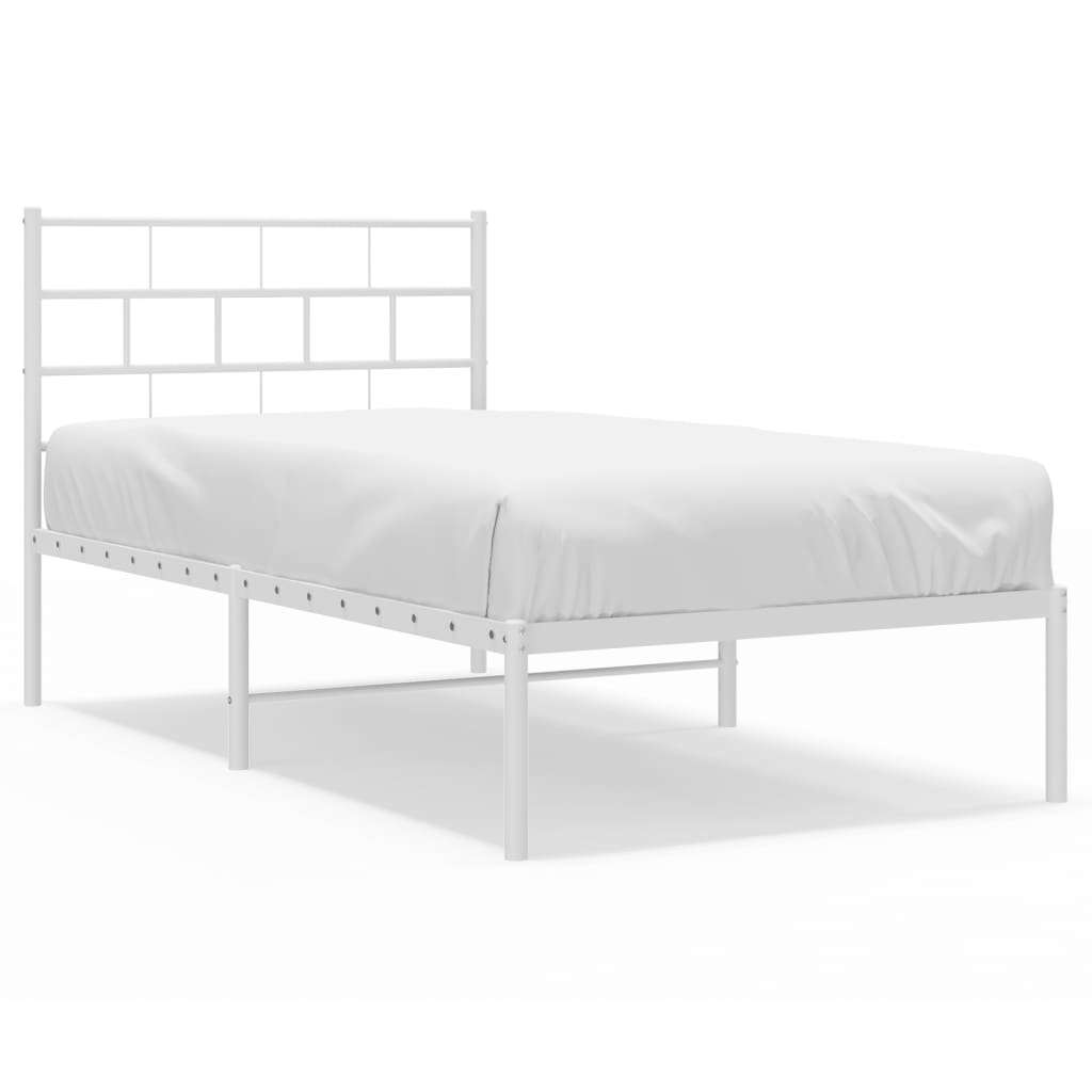 vidaXL sengeramme med sengegavl 100x190 cm metal hvid