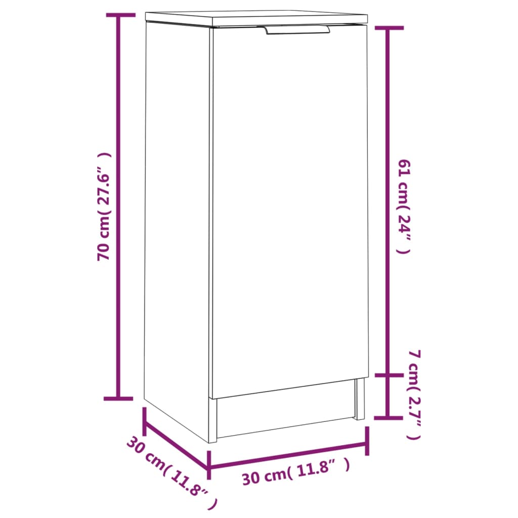 vidaXL skænk 30x30x70 cm konstrueret træ brun egetræsfarve