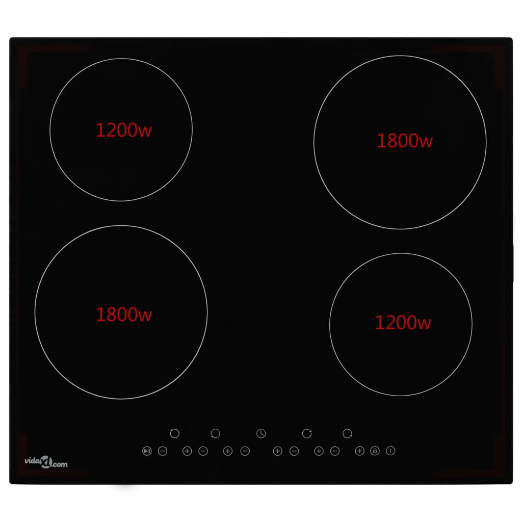 vidaXL keramisk kogeplade med 4 brændere Touch Control 6000 W
