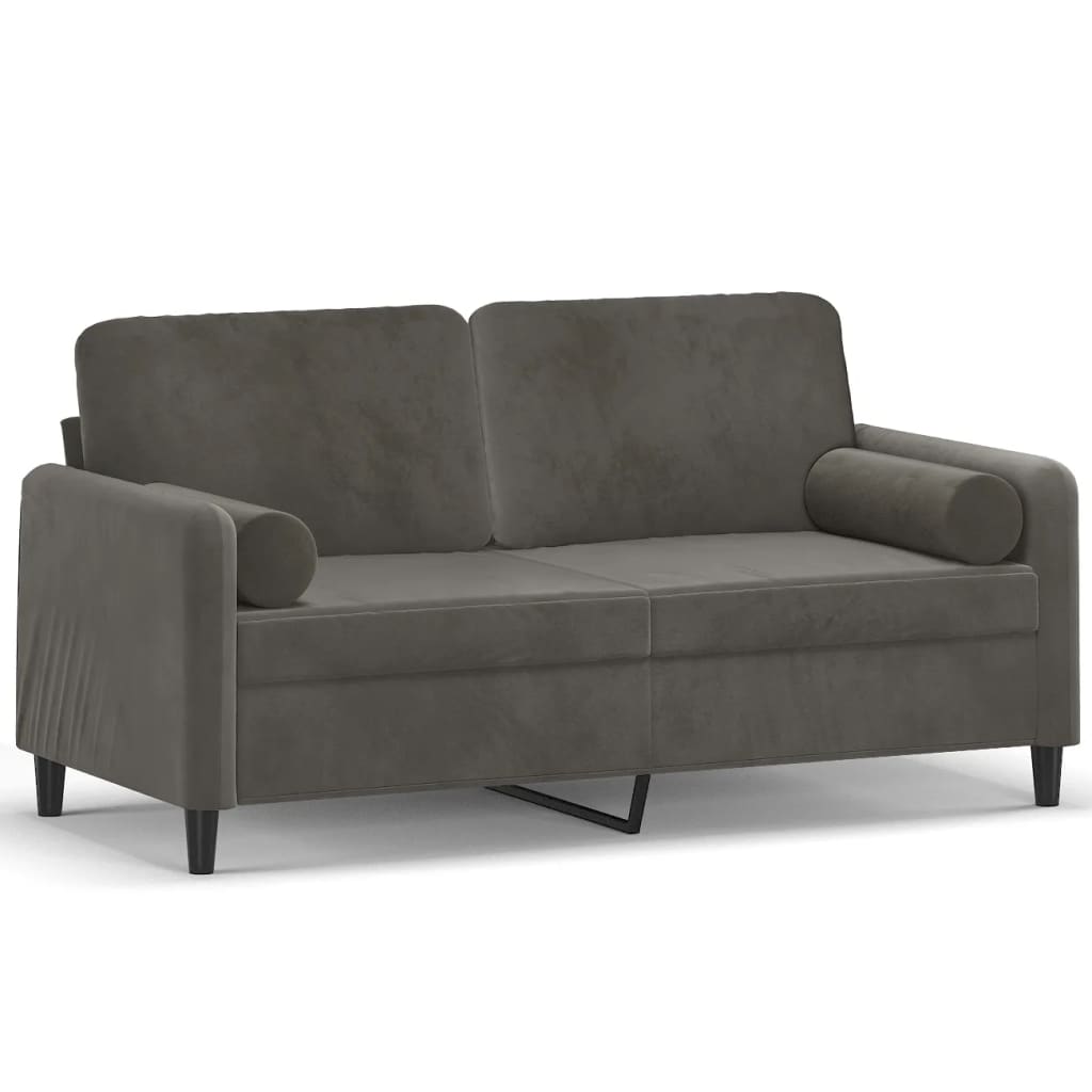 vidaXL 2-personers sofa med puder og hynder 140 cm velour mørkegrå