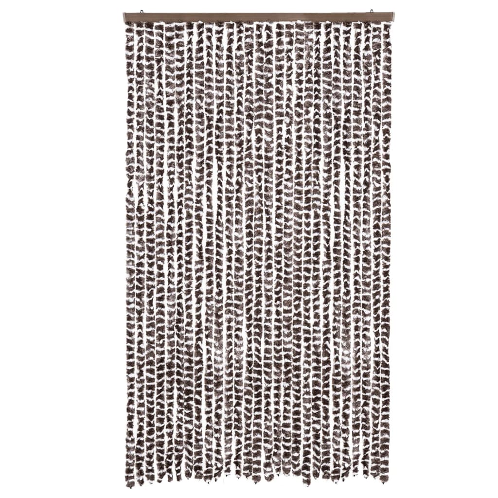 vidaXL flueforhæng 118x220 cm chenille brun og hvid