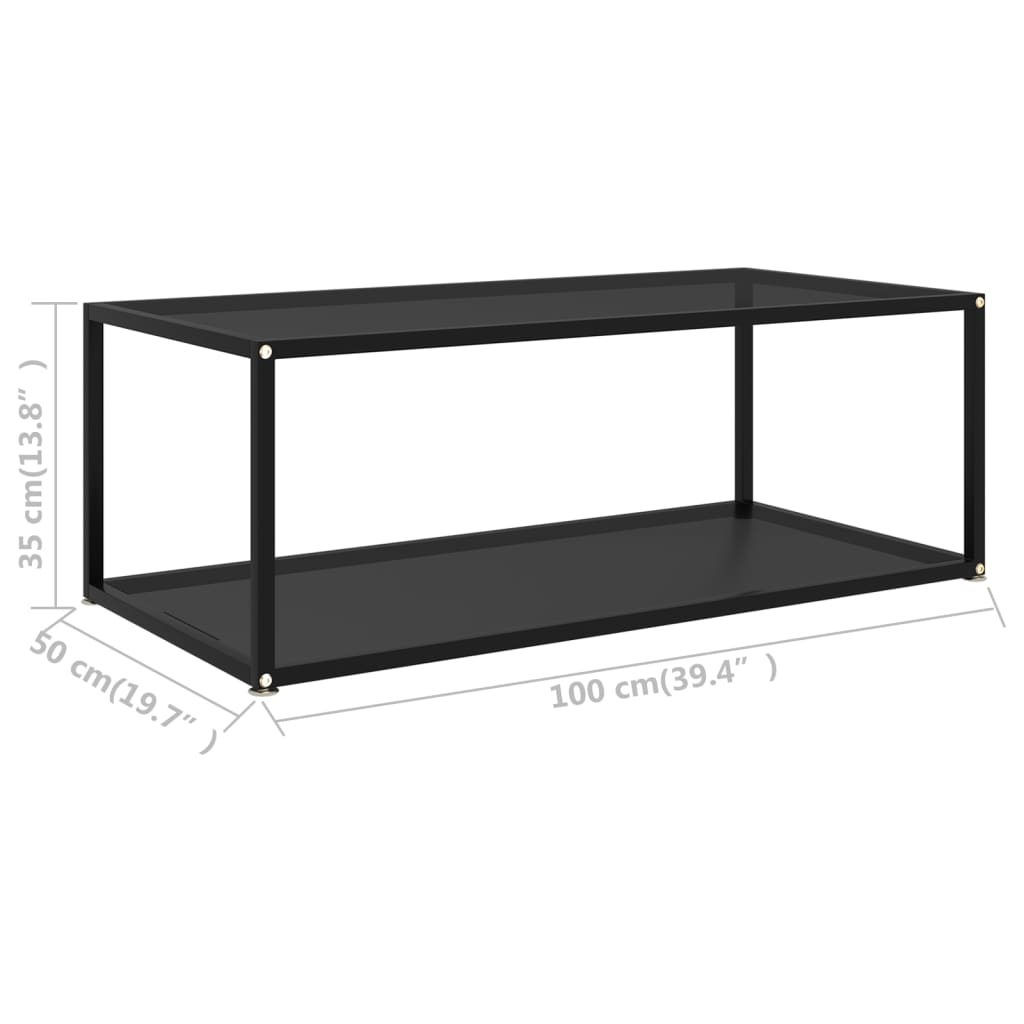 vidaXL sofabord 100x50x35 cm hærdet glas sort