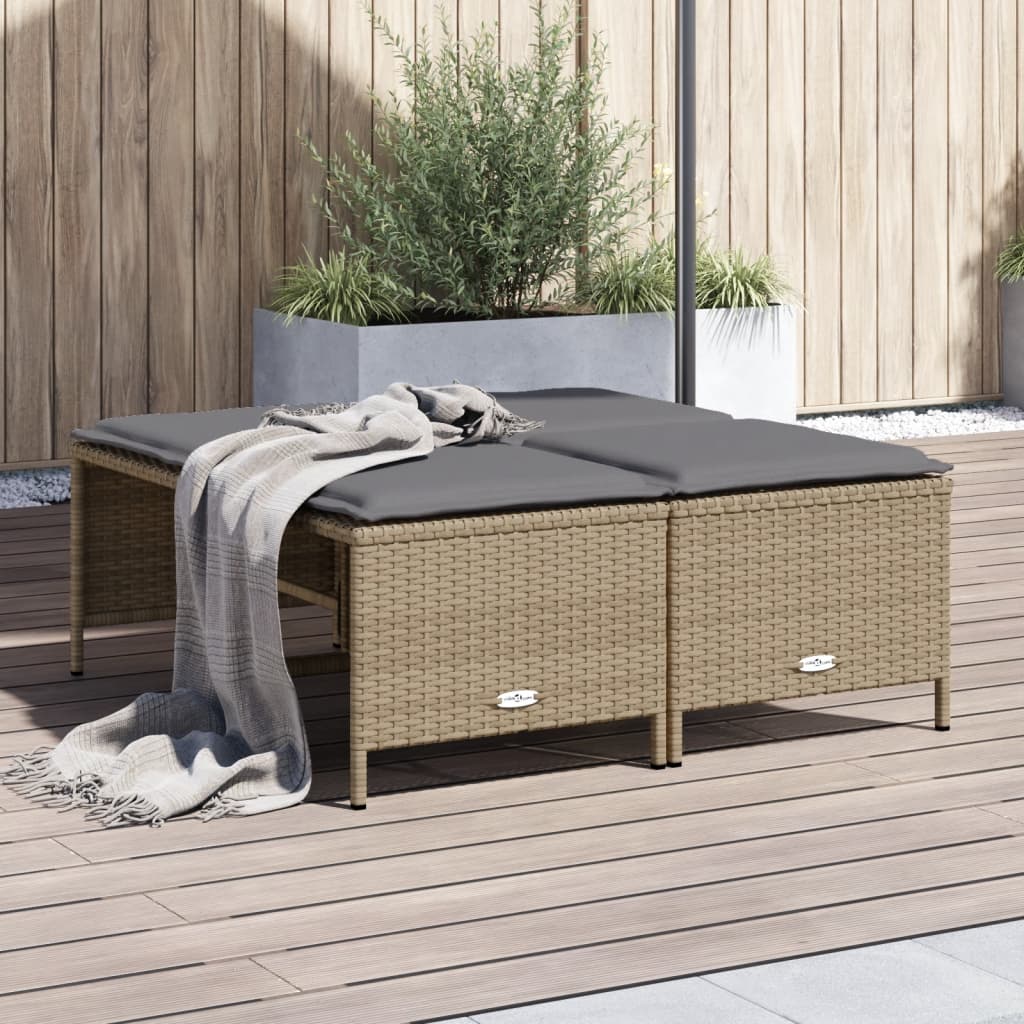 vidaXL haveskamler 4 stk. med hynder polyrattan beige