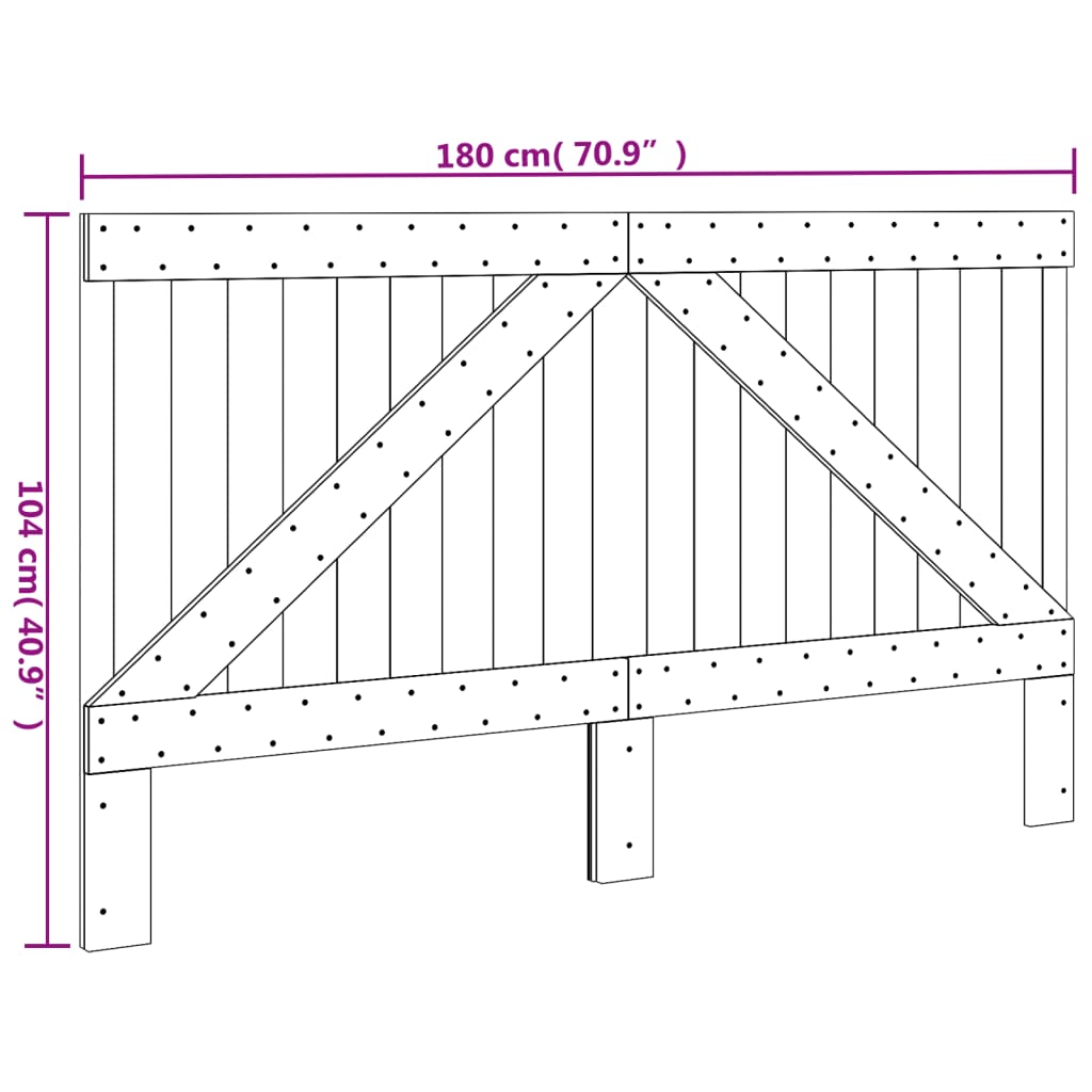 vidaXL sengegavl 180x104 cm massivt fyrretræ