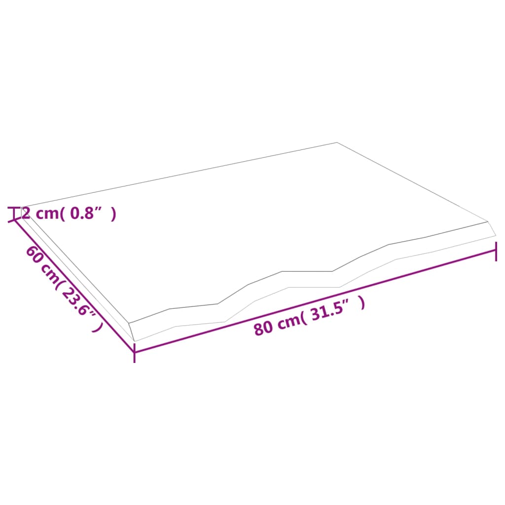 vidaXL bordplade 80x60x2 cm ubehandlet massivt egetræ