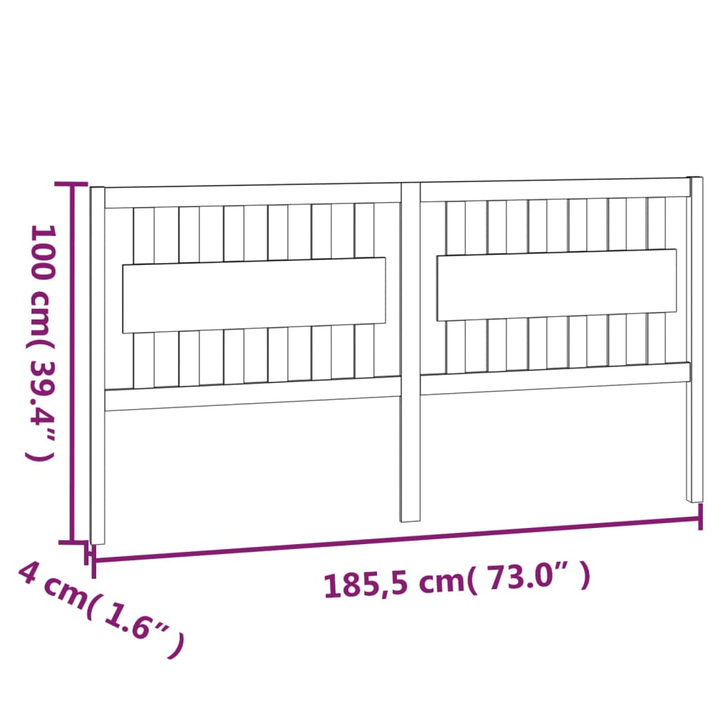 vidaXL sengegærde 185,5x4x100 cm massivt fyrretræ hvid