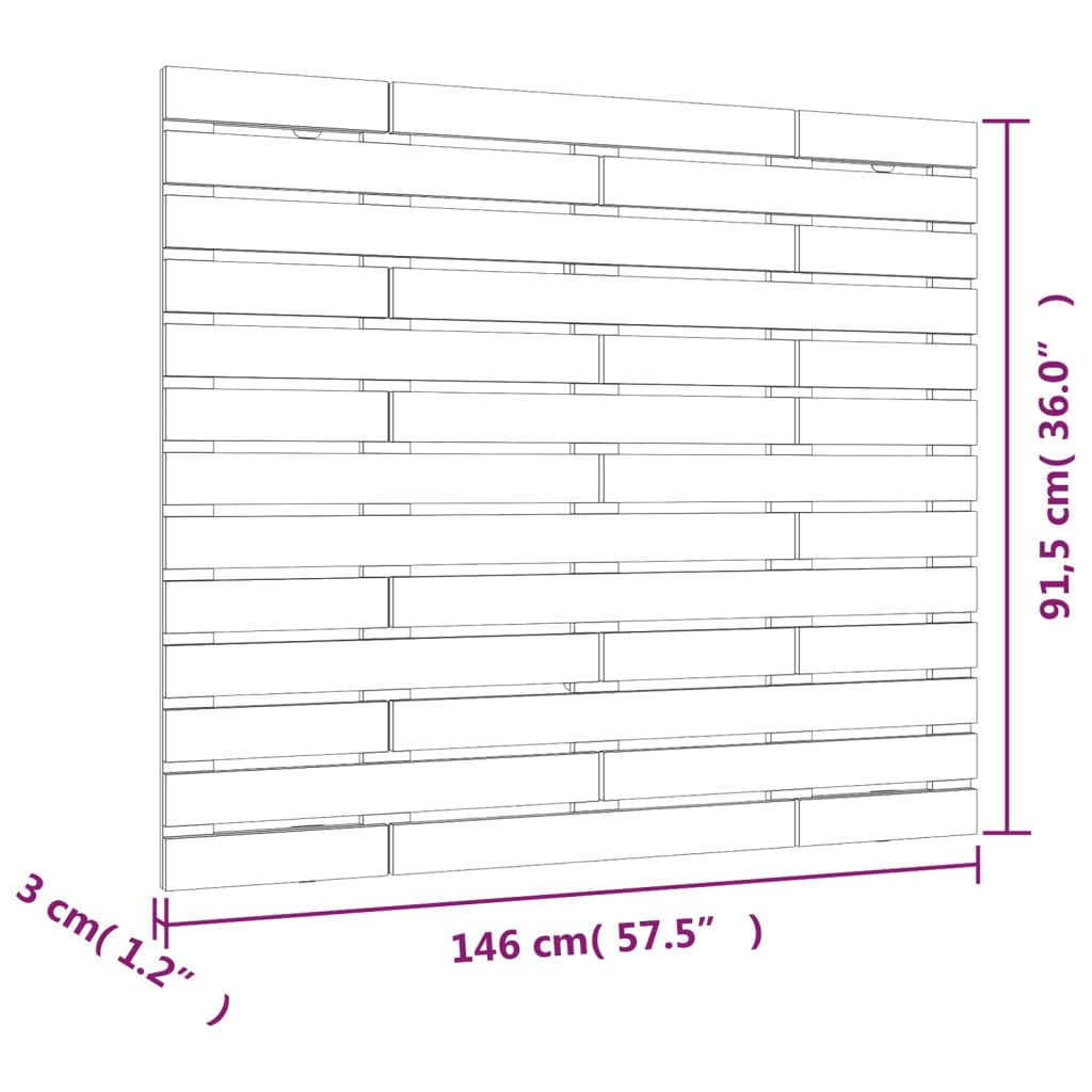 vidaXL sengegavl 146x3x91,5 cm massivt fyrretræ gyldenbrun