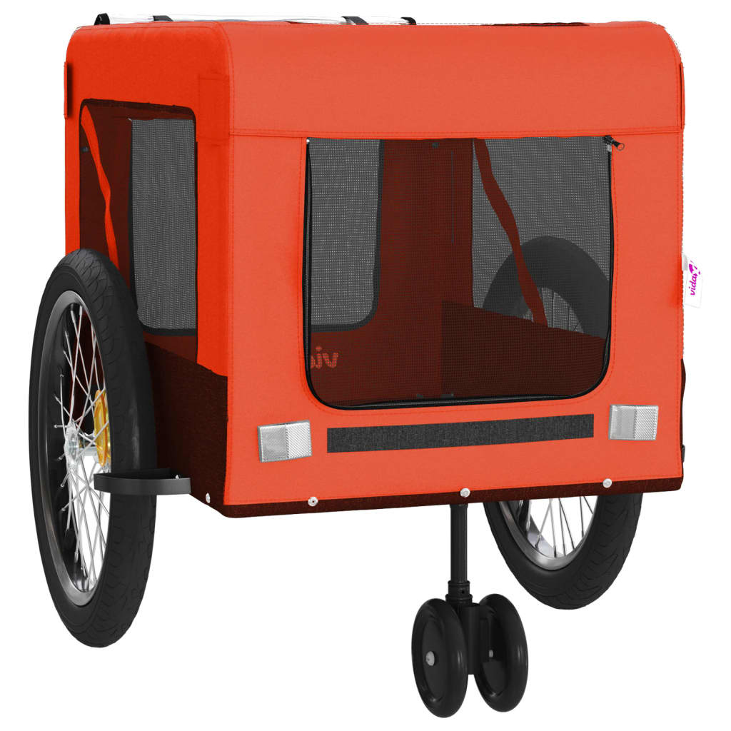 vidaXL hundetrailer til cykel oxfordstof og jern orange og sort