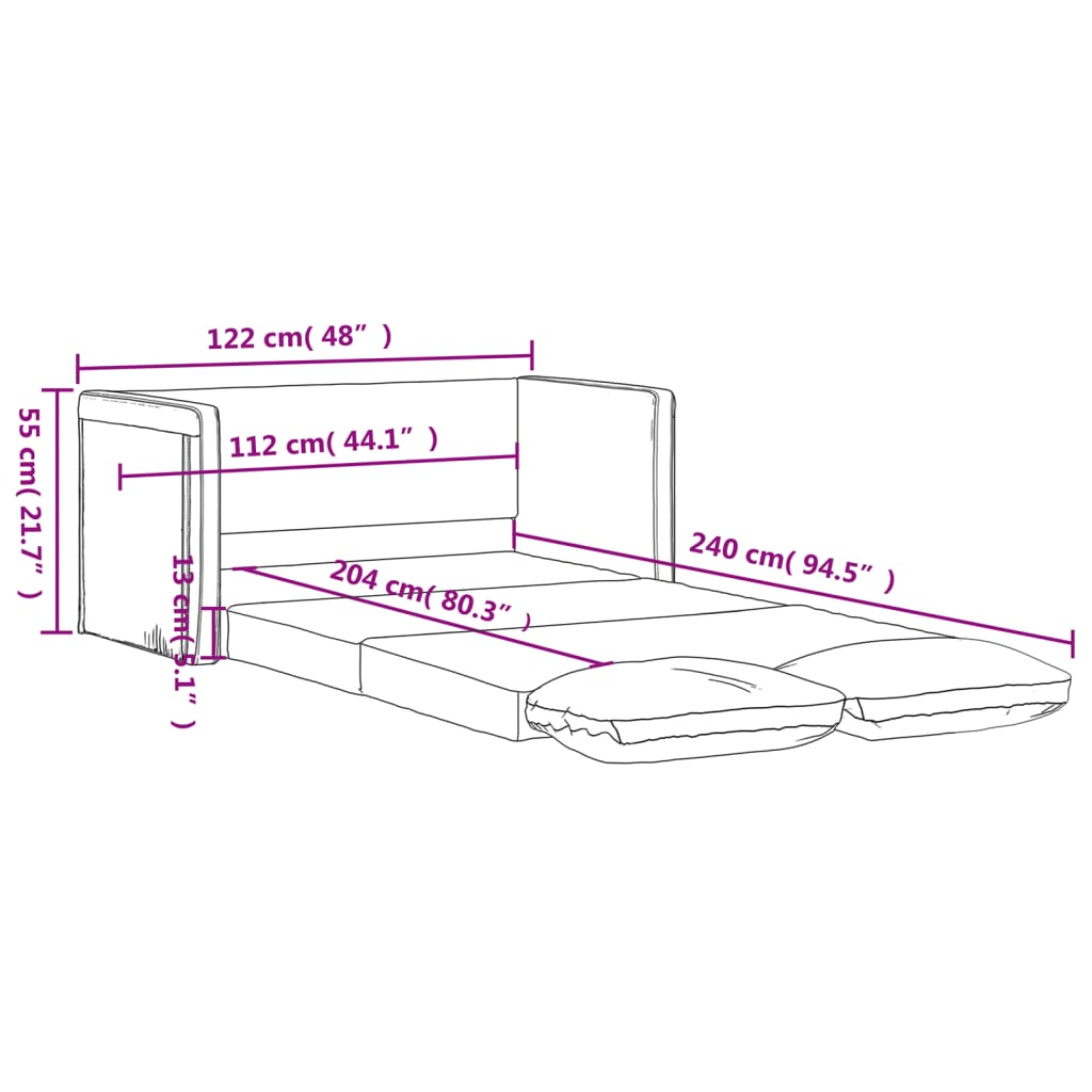 vidaXL 2-i-1 sovesofa 122x204x55 cm velour mørkegul