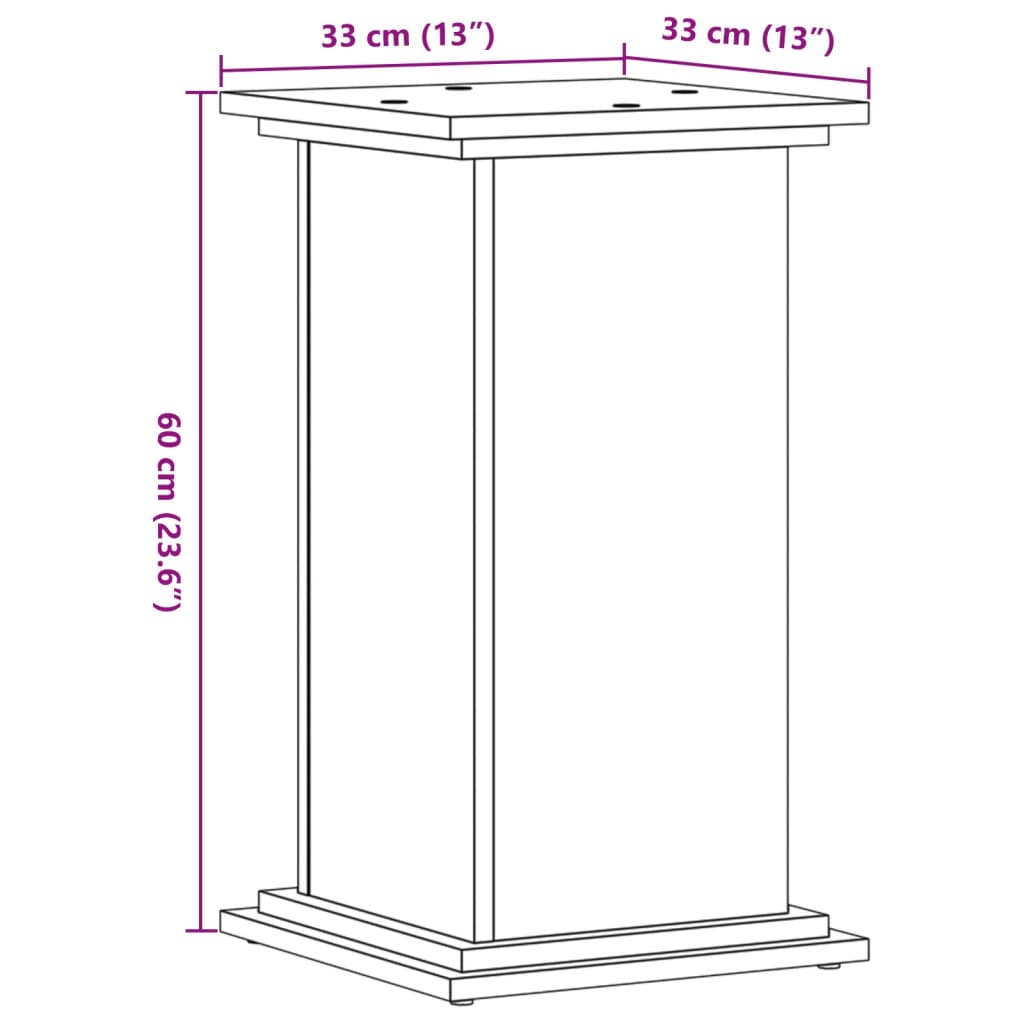 vidaXL plantestativ 33x33x60 cm konstrueret træ røget egetræsfarve