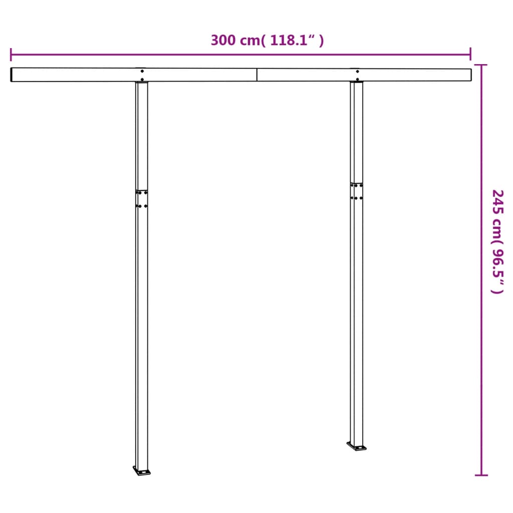 vidaXL markisestolpesæt 300x245 cm jern antracitgrå