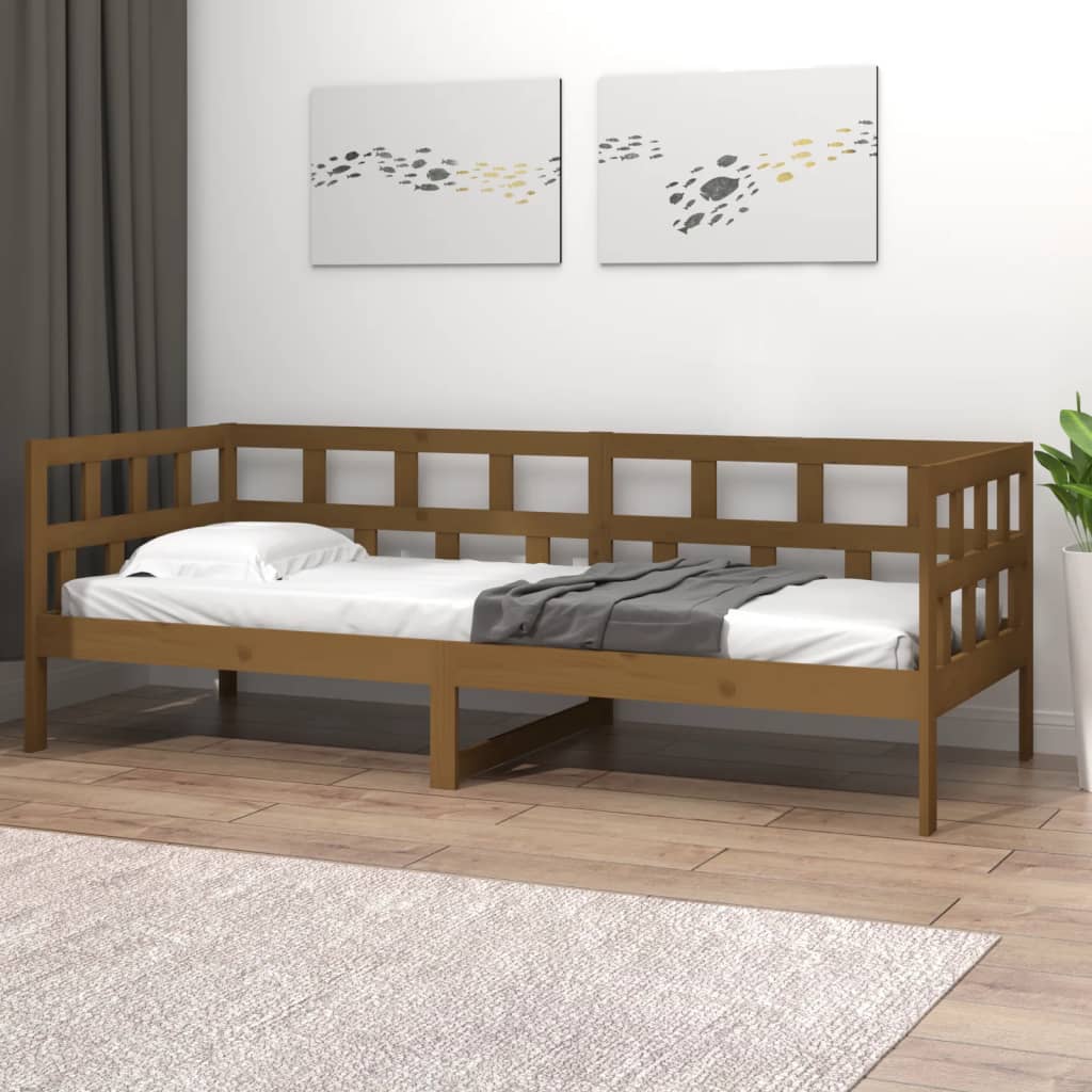 vidaXL daybed 90x190 cm massivt fyrretræ gyldenbrun