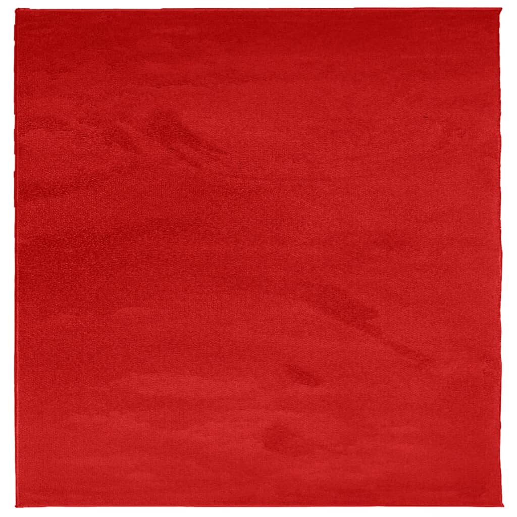 vidaXL gulvtæppe OVIEDO 120x120 cm kort luv rød