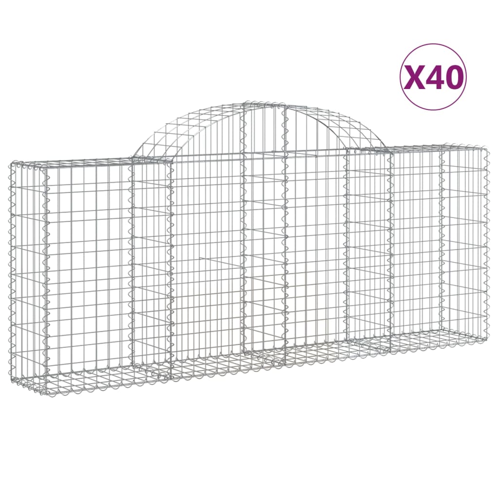 vidaXL buede gabionkurve 40 stk. 200x30x80/100 cm galvaniseret jern