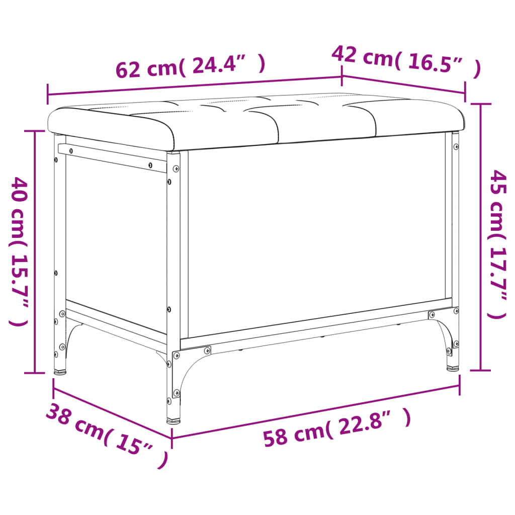 vidaXL skobænk 62x42x45 cm konstrueret træ grå sonoma-eg