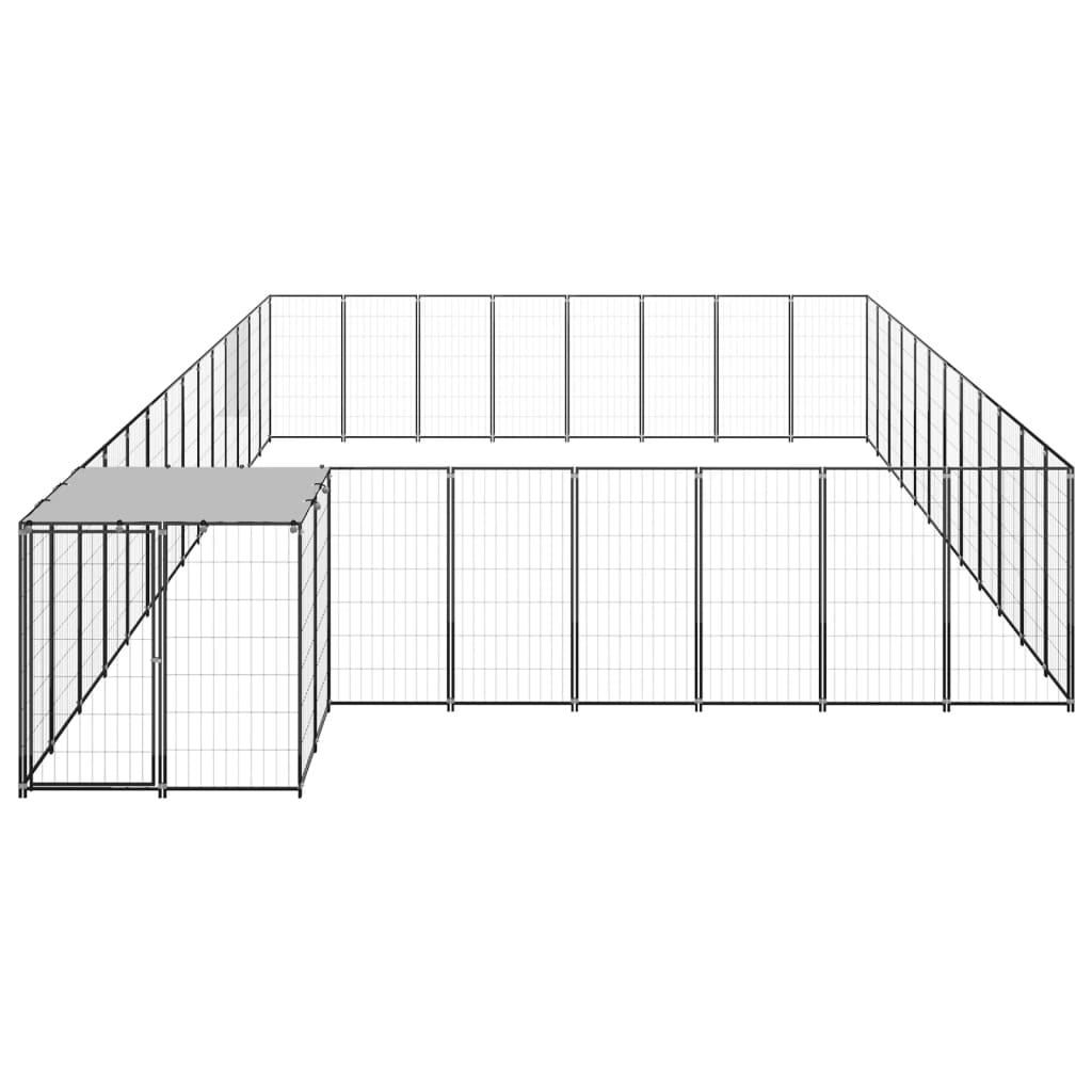 vidaXL hundeløbegård 30,25 m² stål sort