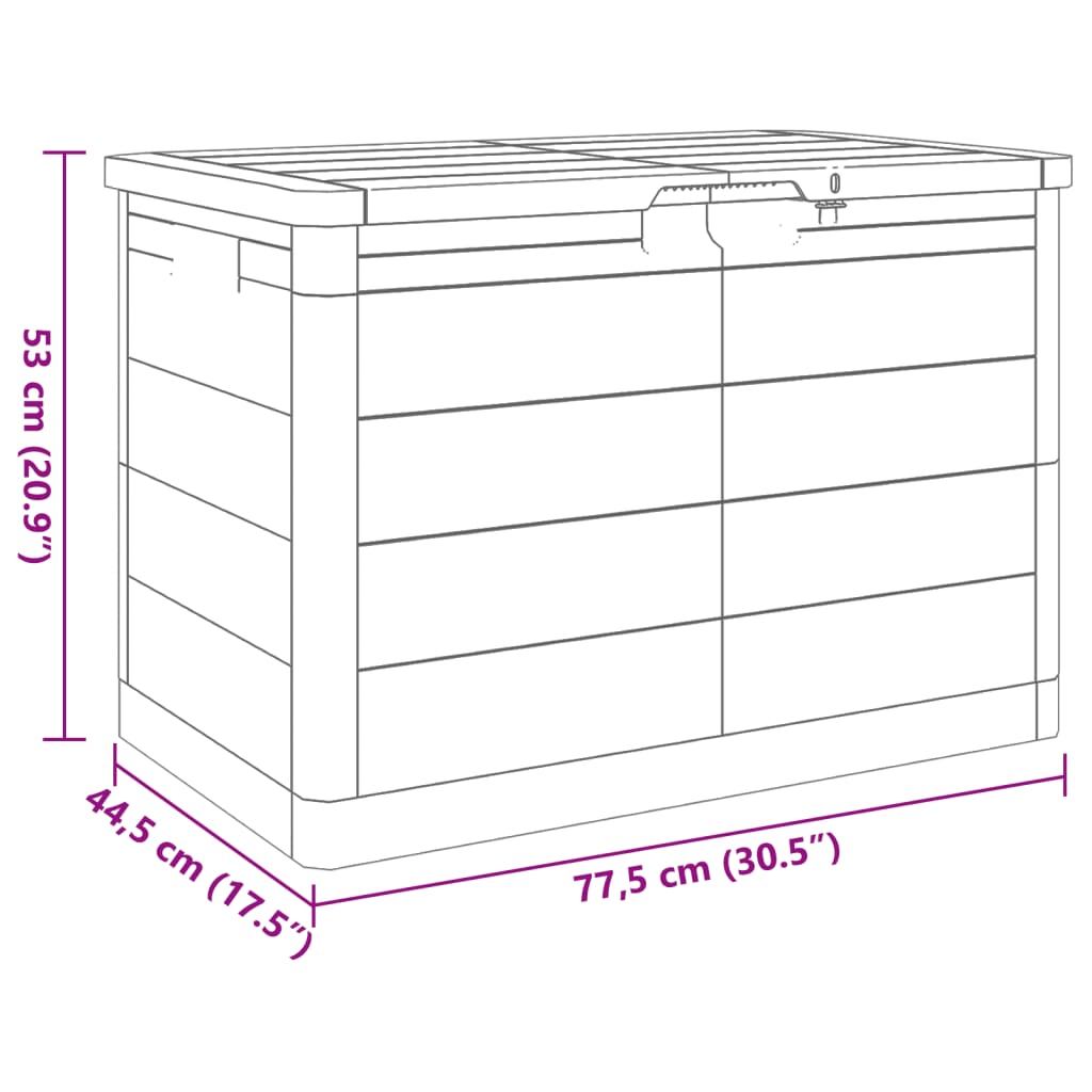 vidaXL udendørs hyndeboks 77,5x44,5x53 cm polypropylen antracitgrå