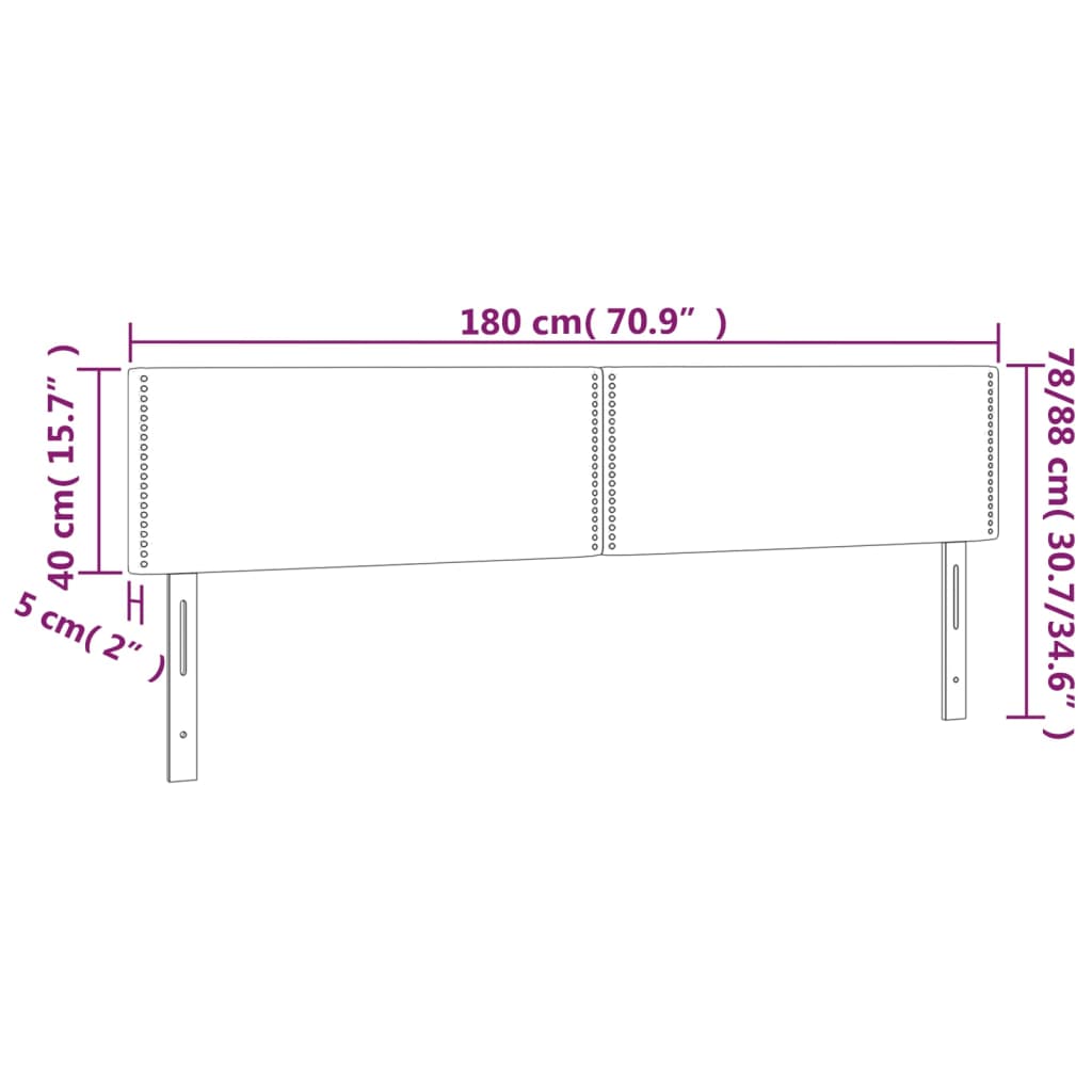 vidaXL sengegavl med LED-lys 180x5x78/88 cm stof mørkegrå