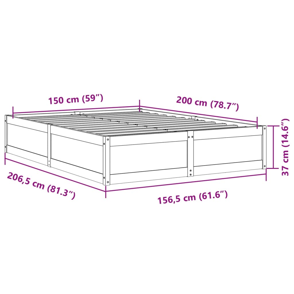 vidaXL sengeramme uden madras 150x200 cm massivt fyrretræ