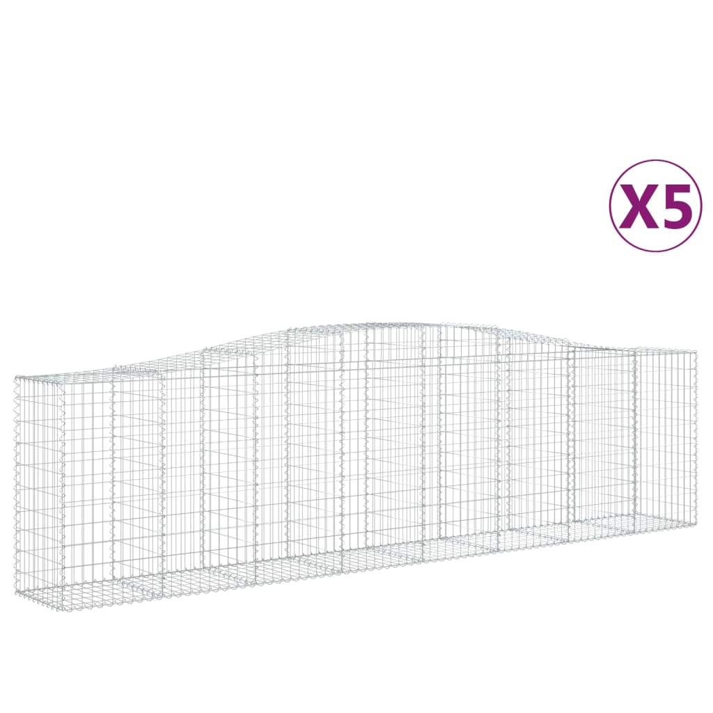 vidaXL buede gabionkurve 5 stk. 400x50x100/120 cm galvaniseret jern