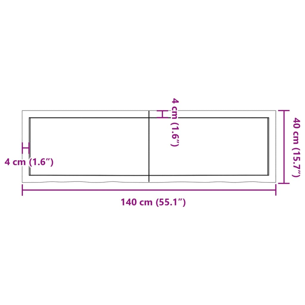 vidaXL væghylde 140x40x(2-6) cm behandlet massivt egetræ lysebrun