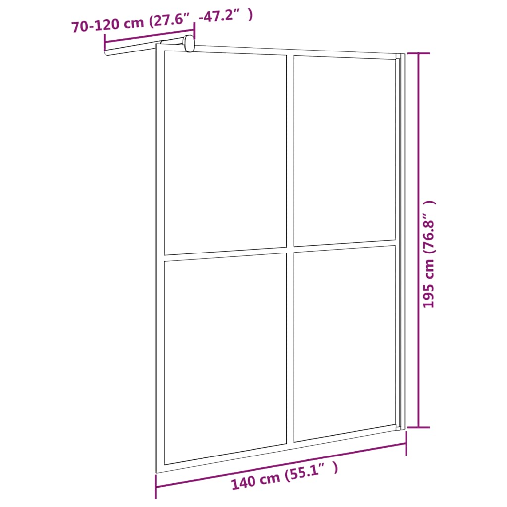 vidaXL brusevæg 140x195 cm mørk hærdet glas