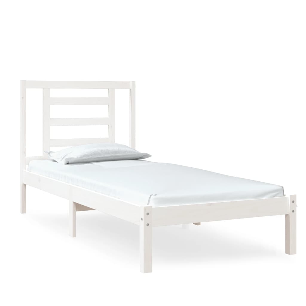 vidaXL sengeramme 75x190 cm Small Single massivt træ hvid