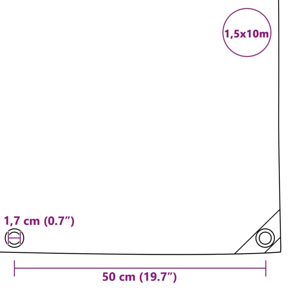 vidaXL presenning 1,5x10 m 650 g/m² sort