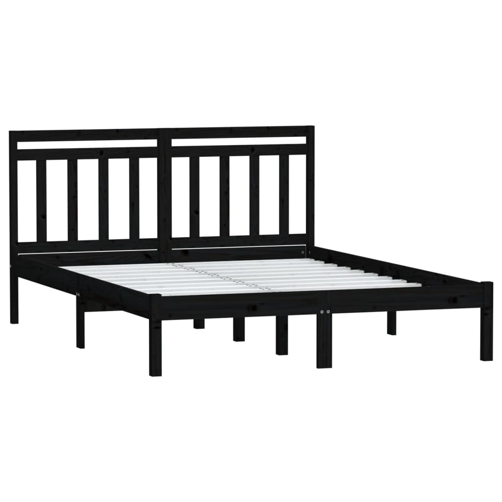 vidaXL sengeramme 150x200 cm King Size massivt træ sort