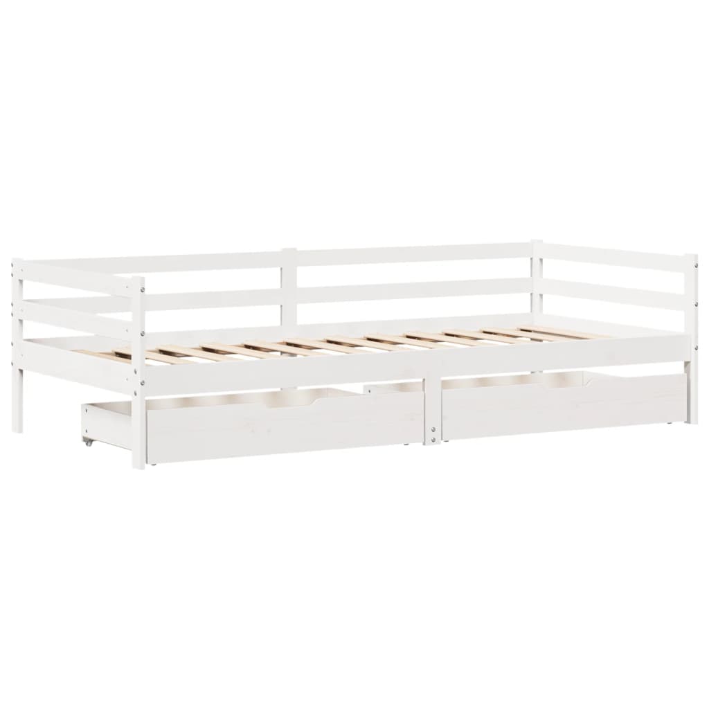 vidaXL daybed med skuffer 90x200 cm massivt fyrretræ hvid