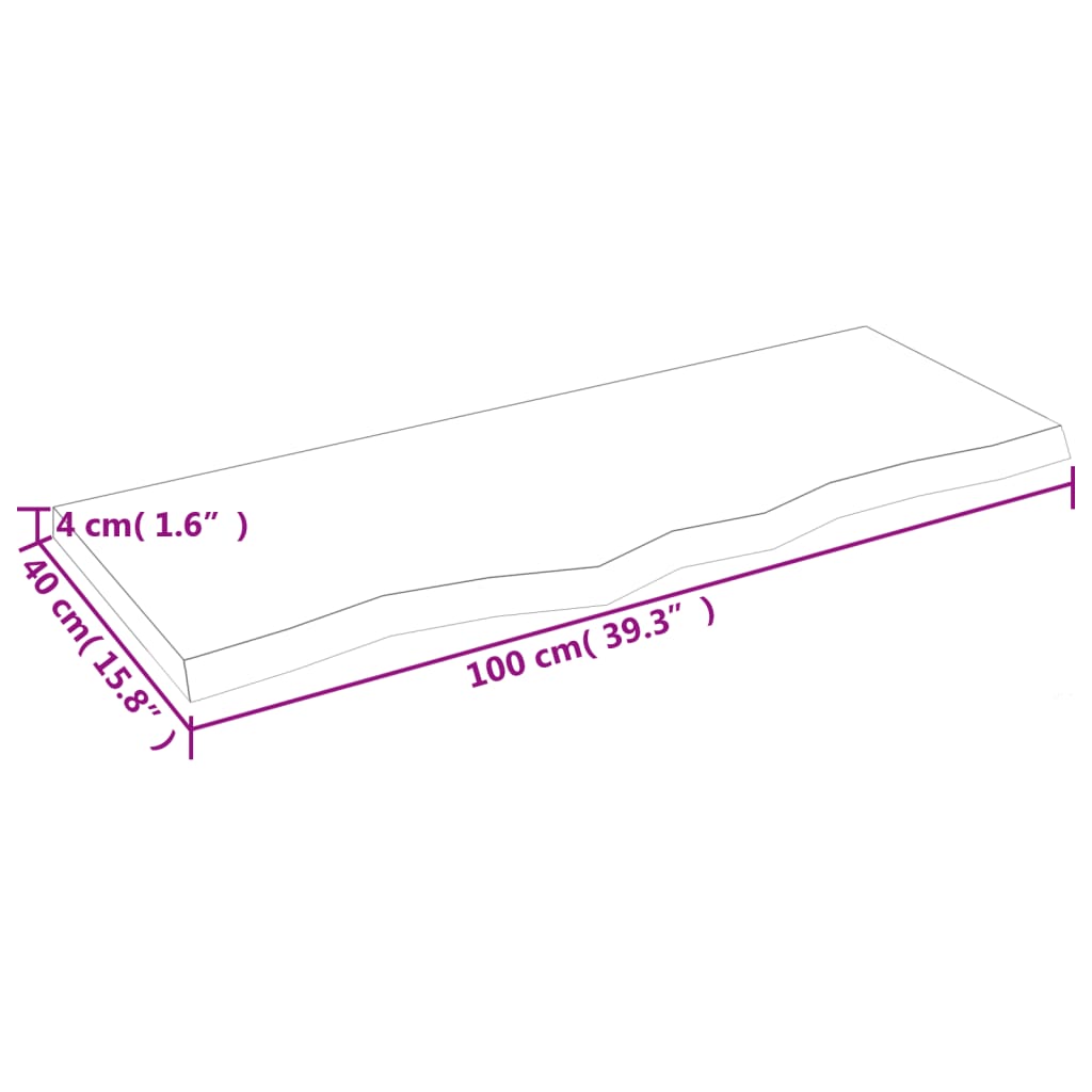 vidaXL bordplade 100x40x(2-4) cm behandlet massivt egetræ lysebrun