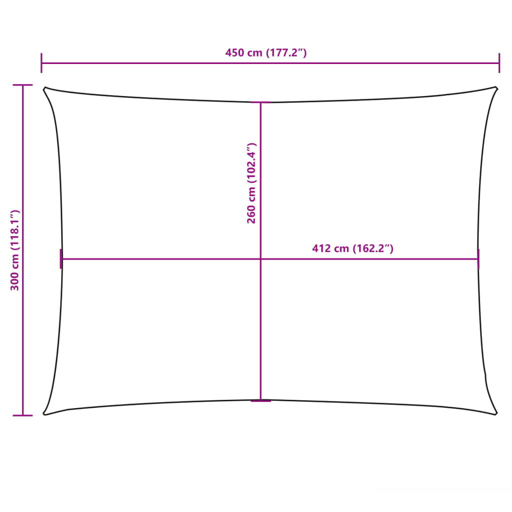 vidaXL solsejl 3x4,5 m rektangulær oxfordstof cremefarvet
