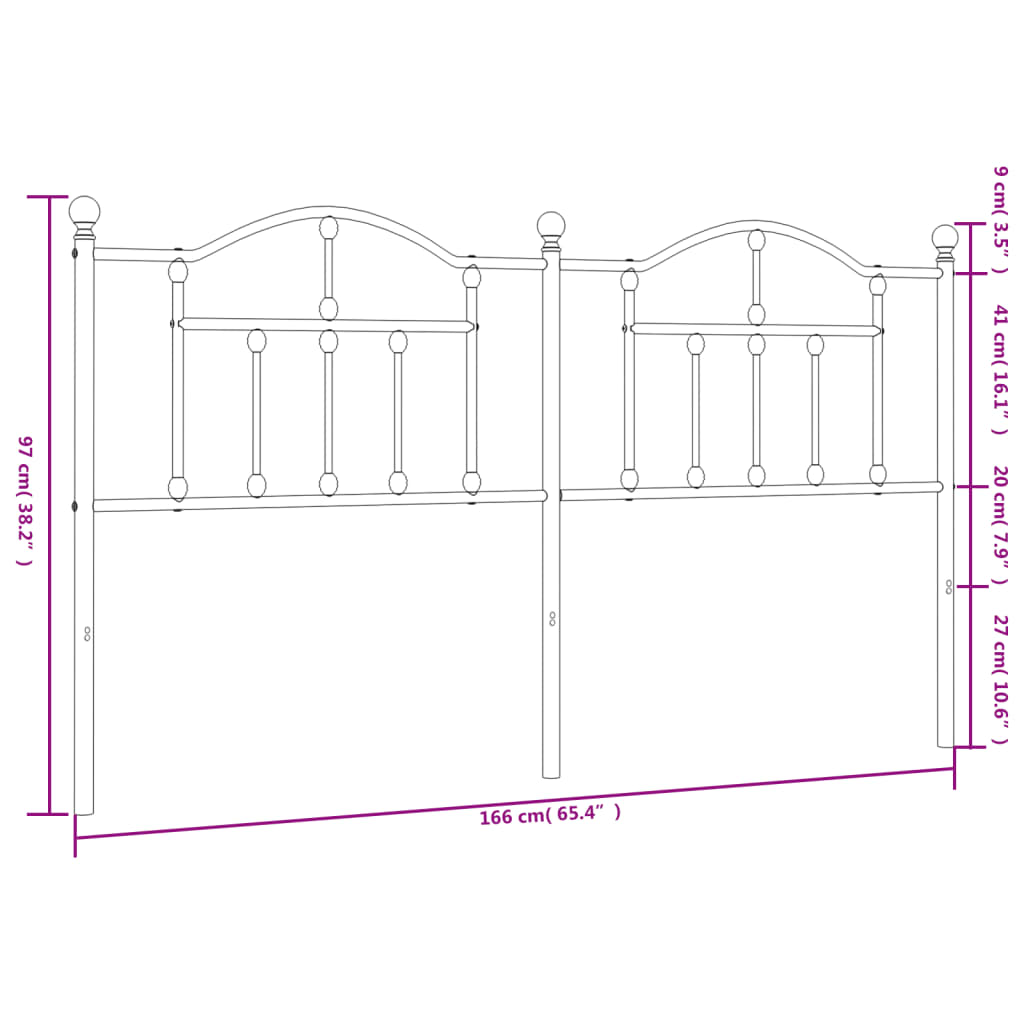 vidaXL sengegavl 160 cm metal hvid