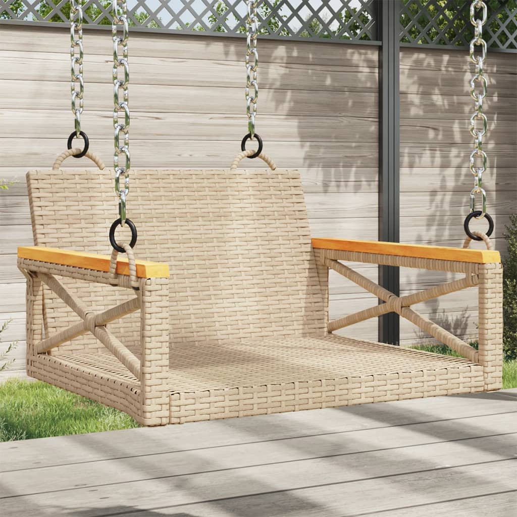 vidaXL gyngebænk 63x62x40 cm polyrattan beige