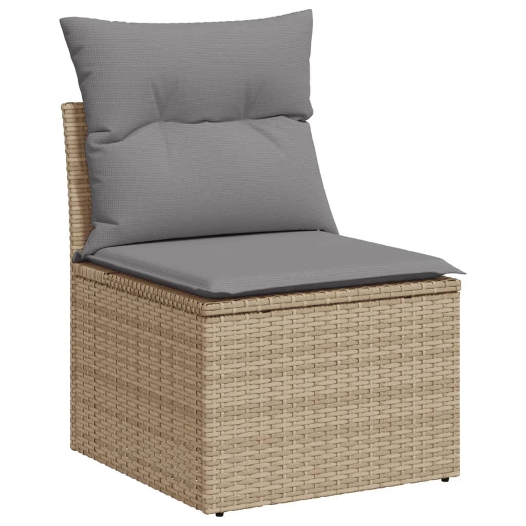 vidaXL havesofasæt 10 dele med hynder polyrattan beige