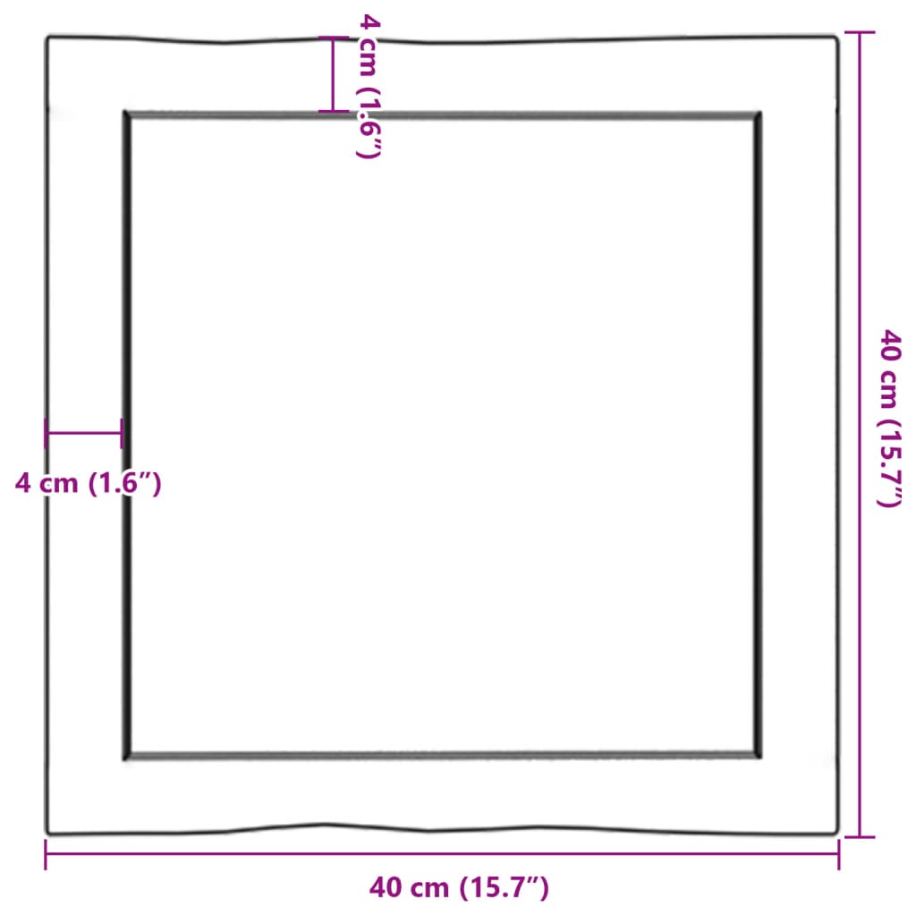 vidaXL bordplade 40x40x(2-4)cm naturlig kant ubehandlet massivt træ