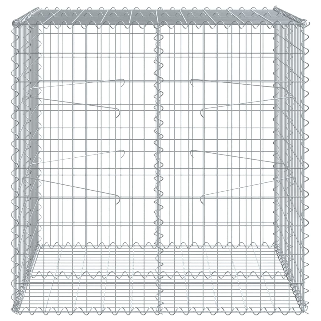 vidaXL gabionkurv med cover 100x100x100 cm galvaniseret jern