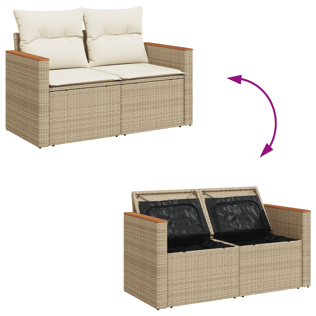 vidaXL sofasæt til haven 5 dele med hynder polyrattan beige